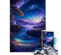 Puzzle per adulti da 1000 pezzi paesaggio spaziale al neon gioco antistress decorazione per la casa gioco educativo per tutta la famiglia (50x75cm)