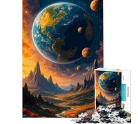Puzzle per adulti da 1000 pezzi paesaggio terrestre surreale con pianeti sfida educativa gioco divertente per ragazzi dai 14 anni in su (50x75cm)