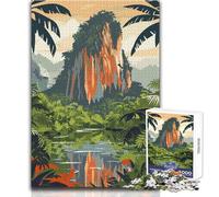 Puzzle per adulti da 1000 pezzi Paesaggio tropicale della giungla con montagne Gioco di sfida unico Opera d'arte con taglio di precisione Dimensioni regalo 50x75cm