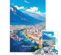 Puzzle per adulti da 1000 pezzi paesaggio urbano di Grenoble Gioco divertente e coinvolgente per coltivare la pazienza Ottimo regalo per gli amanti dei giochi Assemblaggio del disegno (38x26cm)