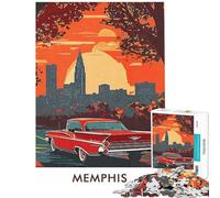 Puzzle per adulti da 1000 pezzi paesaggio urbano di Memphis con auto d'epoca Puzzle per adulti gioco pratico ideale per le vacanze a casa per passare il tempo regalo di compleanno regali (50x75cm)