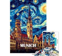 Puzzle per adulti da 1000 pezzi paesaggio urbano di Monaco di Baviera Germania stile Notte stellata puzzle per adulti gioco pratico vacanza a casa passatempo regalo di compleanno regali (38x52cm)