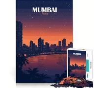 Puzzle per adulti da 1000 pezzi,paesaggio urbano di Mumbai,India,di notte,con incastri precisi,decorazione,gioco di logica,abilità,divertimento,gioco di compleanno,regalo (38x26cm)