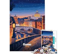 Puzzle per adulti da 1000 pezzi Paesaggio urbano di Roma al crepuscolo Gioco impossibile Giocattolo educativo Regalo di compleanno Taglio di precisione (Dimensioni 38x26cm)