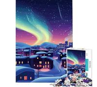 Puzzle per adulti da 1000 pezzi paesaggio urbano invernale notturno con aurora boreale gioco rilassante sfida per l'intelligenza giocattolo avvincente regalo di compleanno per divertimento in famiglia
