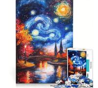 Puzzle per adulti da 1000 pezzi paesaggio urbano notturno stellato giocattolo educativo difficile e stimolante per rafforzare l'amore tra le coppie 50x75cm