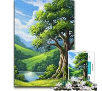 Puzzle per adulti da 1000 pezzi Paesaggio verde lussureggiante con un grande albero Sfida difficile Regali di compleanno per bambini dai 14 anni in su 50x75cm