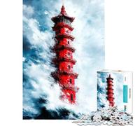 Puzzle per adulti da 1000 pezzi Pagoda rossa nella tempesta Puzzle da 1000 pezzi Giocattolo fai da te Decorazione perfetta Rompicapo Giochi per famiglie (38x52cm)