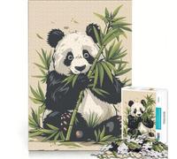 Puzzle per adulti da 1000 pezzi Panda che mangiano bambù giocattolo educativo ideale per passare il tempo durante le vacanze regalo di compleanno regalo 38x26cm