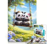 Puzzle per adulti da 1000 pezzi "Panda e sua moglie" gioco fai da te corsa a tempo con pezzi di forma casuale completamente ad incastro 50x75cm
