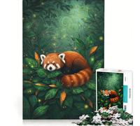 Puzzle per adulti da 1000 pezzi: Panda rosso che riposa tra la vegetazione lussureggiante gioco per tutta la famiglia divertente antistress sfida unica 38x26cm