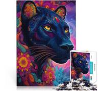 Puzzle per adulti da 1000 pezzi Pantera con pelliccia di fiori Fatto di legno per e da 14 anni in su Giocattoli da regalo per la famiglia Come regalo per tutta la famiglia e gli amici