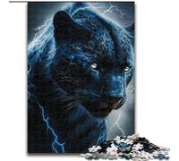 Puzzle per adulti da 1000 pezzi, Pantera nera con lampi, aiuta il cervello a esercitare i giocattoli avvincenti per coltivare la pazienza e migliorare la memoria (dimensioni 26x38cm)