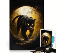 Puzzle per adulti da 1000 pezzi Pantera Nera con occhi luminosi Gioco di squadra stimolante,divertente per pensare,per momenti di relax,ideale per il tempo libero a Natale 38x26cm