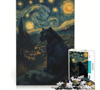 Puzzle per adulti da 1000 pezzi: Pantera Nera sotto un cielo stellato, gioco impossibile, attività divertenti da fare in casa, regalo di Natale o compleanno 38x26cm