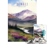 Puzzle per adulti da 1000 pezzi Parco Naturale Denali Gioco per famiglie ideale per vacanze in casa per passare il tempo in compagnia compleanni e Natale (dimensioni 38x26cm)