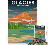 Puzzle per adulti da 1000 pezzi,Parco Nazionale dei Ghiacciai,gioco di logica con bordi affilati,gioco di abilità,relax e divertimento,ideale per compleanni (38x52cm)