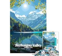 Puzzle per adulti da 1000 pezzi Parco Nazionale della Valle di Jiuzhaigou Cina Gioco rompicapo stimolante giocattolo divertente regalo perfetto per le vacanze a casa (dimensioni 38x52cm)