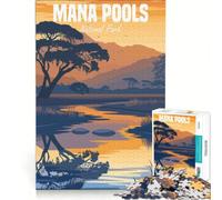 Puzzle per adulti da 1000 pezzi Parco Nazionale di Mana Pools gioco impossibile migliora la memoria con pezzi a incastro di forma casuale 38x52cm