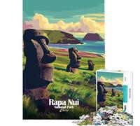 Puzzle per adulti da 1000 pezzi Parco Nazionale di Rapa Nui Cile poster gioco rompicapo giocattolo stimolante regalo divertente ideale per le vacanze a casa e per passare il tempo (dimensioni 38x52cm)