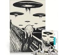 Puzzle per adulti da 1000 pezzi parodia di UFO di The Scream gioco rompicapo assemblaggio di modelli ottimo regalo per gli appassionati di videogiochi 50x75cm