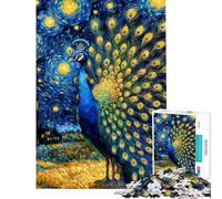 Puzzle per adulti da 1000 pezzi "Pavone sotto una notte stellata" Gioco rilassante antistress per adulti Ideale come regalo per tutta la famiglia (Dimensioni 38x26cm)