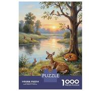 Puzzle Per Adulti Da 1000 Pezzi Peaceful Wildlife Scene at Sunset Puzzle Per Adulti Gioco Rompicapo Vacanza A Casa Passatempo Interazione Genitore-figlio 52x38cm/1000pcs