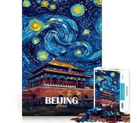 Puzzle per adulti da 1000 pezzi,Pechino,Cina,Notte stellata,con pezzi ben definiti e logica,gioco divertente per il tempo libero,decorazione natalizia,regalo (50x75cm)