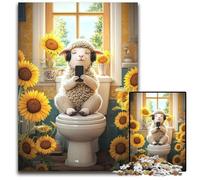 Puzzle per adulti da 1000 pezzi "Pecora sul water", puzzle in cartone, giochi divertenti, ideale come regalo per tutta la famiglia, per bambini dai 14 anni in su, 26x38cm