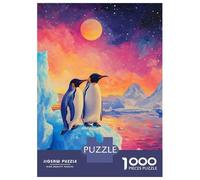 Puzzle Per Adulti Da 1000 Pezzi Penguins on Iceberg Under Colorful Sky Puzzle Per Adolescenti Giochi Per Famiglie Assemblaggio Di Modelli Attività Divertenti A Casa 70x50cm/1000pcs