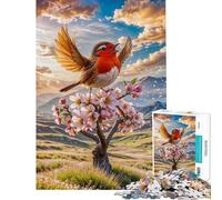 Puzzle per adulti da 1000 pezzi Pettirosso che canta in primavera gioco fai da te decorazione perfetta rompicapo giochi per famiglie (38x52cm)