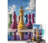 Puzzle per adulti da 1000 pezzi,pezzi degli scacchi sotto il cielo,pezzi ben rifiniti,gioco di abilità mentale,gioco per il tempo libero,opera d'arte natalizia (50x75cm)