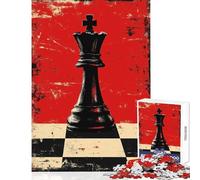 Puzzle per adulti da 1000 pezzi pezzo degli scacchi della regina nera giocattoli antistress regali di Babbo Natale segreto giochi educativi aiuta a esercitare il cervello dimensioni 38x52cm