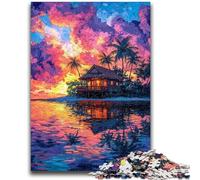 Puzzle per adulti da 1000 pezzi, piccola casa al tramonto, antistress, sfida difficile, ogni pezzo è unico, gioco divertente per tutta la famiglia, 50x75cm