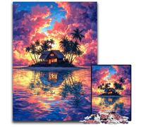 Puzzle per adulti da 1000 pezzi, piccola casa al tramonto, puzzle antistress per ammazzare il tempo in casa, un'opera d'arte per bambini dai 14 anni in su, 26x38cm