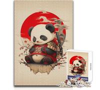 Puzzle per adulti da 1000 pezzi, piccolo panda samurai, tranquillo e rilassante, ideale per il tempo libero, taglio preciso, giocattolo artigianale, dimensioni 38x52cm