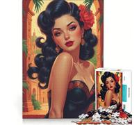 Puzzle per adulti da 1000 pezzi pin-up messicana in un giardino gioco educativo per divertimento in famiglia collezione d'artista belle arti 38x26cm