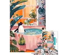 Puzzle per adulti da 1000 pezzi Pinguino che fa il bagno in un ambiente lussureggiante Gioco impossibile per l'apprendimento sfida giocattolo regalo di compleanno migliora la memoria (75x50cm)