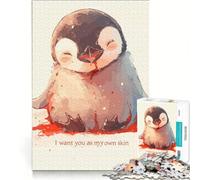 Puzzle per adulti da 1000 pezzi Pinguino da ricomporre gioco educativo difficile compleanno e Natale 38x26cm