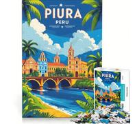 Puzzle per adulti da 1000 pezzi, Piura Perù, stile vintage, ideale per viaggi, giochi educativi, per passare il tempo durante le vacanze, regali per amici e familiari 38x26cm