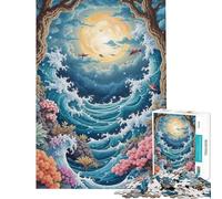Puzzle per adulti da 1000 pezzi pixel art oceano luna fantasy gioco pratico sfida impegnativa ideale come regalo per tutta la famiglia (dimensioni 38x52cm)