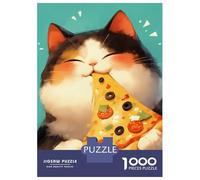 Puzzle Per Adulti Da 1000 Pezzi Pizza Loving Calico Cat Puzzle Giochi Rilassanti Sfida Difficile Riduzione Dello Stress Regali 52x38cm/1000pcs
