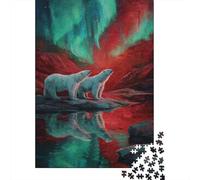 Puzzle Per Adulti Da 1000 Pezzi Polar Bear Aurora Borealis Puzzle Per Adulti Giochi Rilassanti Decorazione Perfetta Difficile E Stimolante 70x50cm/1000pcs