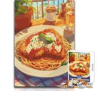 Puzzle per adulti da 1000 pezzi Pollo alla parmigiana con spaghetti Illustrazione Giocattolo Gioco intellettuale Un'opera d'arte Giocattolo educativo Dimensioni 38x52cm