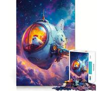 Puzzle per adulti da 1000 pezzi,pollo nell'astronave,taglio preciso,divertente gioco di problem solving,svago,divertimento,regalo di compleanno (38x52cm)
