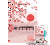 Puzzle per adulti da 1000 pezzi Ponte di fiori di ciliegio Giocattolo educativo rompicapo ideale per le vacanze a casa perfetto per passare il tempo regalo di compleanno (dimensioni 75x50cm)