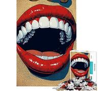 Puzzle per adulti da 1000 pezzi Pop Art labbra rosse sorriso Puzzle rompicapo per adulti divertimento in famiglia regalo di Natale o compleanno (dimensioni 38x52cm)