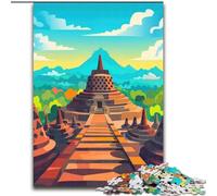 Puzzle per adulti da 1000 pezzi, poster del tempio di Borobudur, per bambini dai 14 anni in su Ogni pezzo è unico Gioco divertente e stimolante per tutta la famiglia Ottimo regalo Dimensioni: 50x75cm