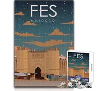 Puzzle per adulti da 1000 pezzi, poster di viaggio di Fes in Marocco, giocattolo, gioco intellettuale, un'opera d'arte, giocattolo educativo, dimensioni 38x26cm