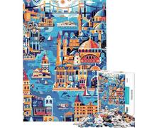 Puzzle per adulti da 1000 pezzi poster di viaggio di Istanbul puzzle per ragazzi giochi rilassanti vacanza in città passatempo gioco stimolante regali (dimensioni 38x52cm)